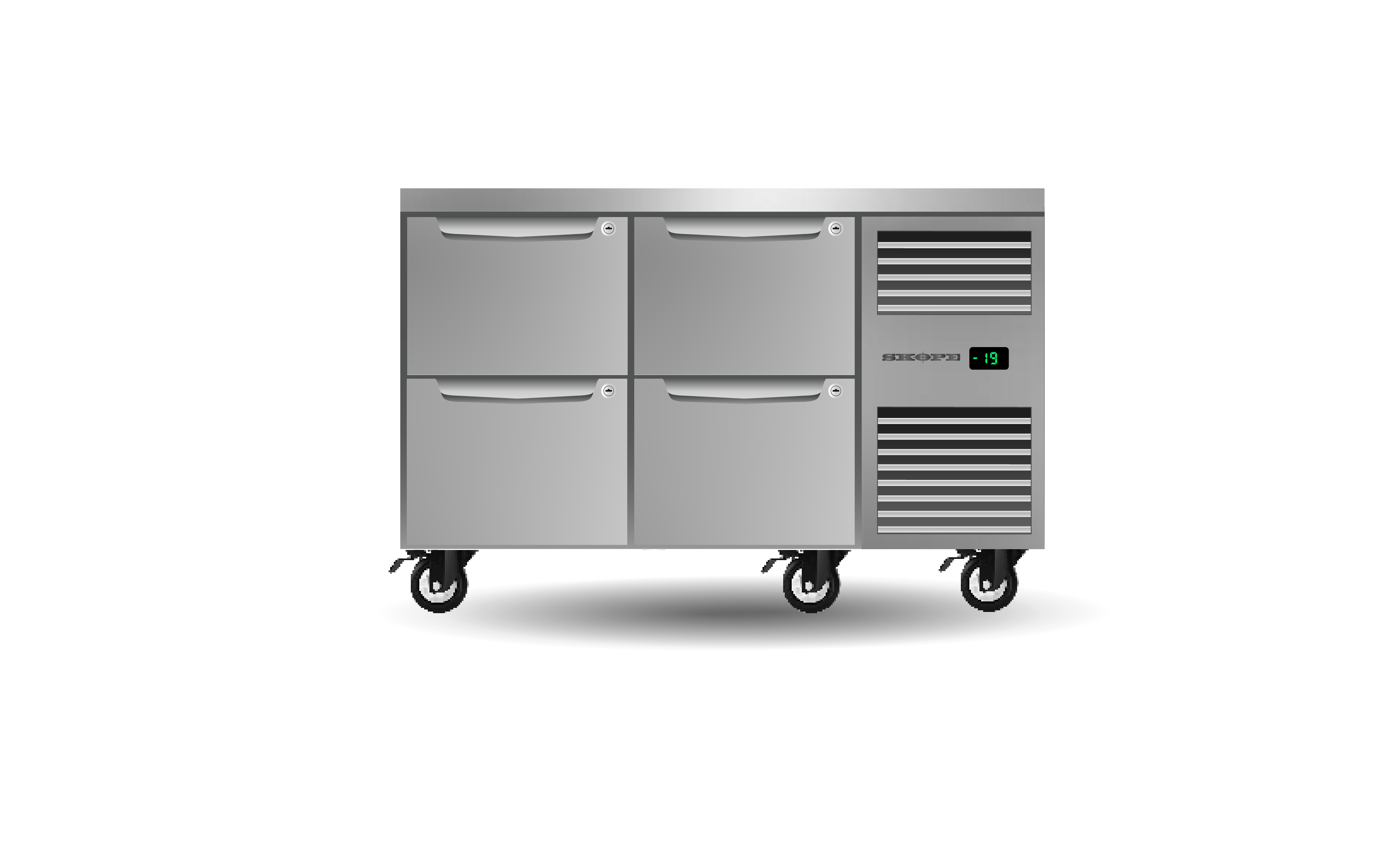 Skope PG11.UBF.2.D4.RH Four Drawer, Two Bay, Underbench GN1/1 Right Hand Freezer
