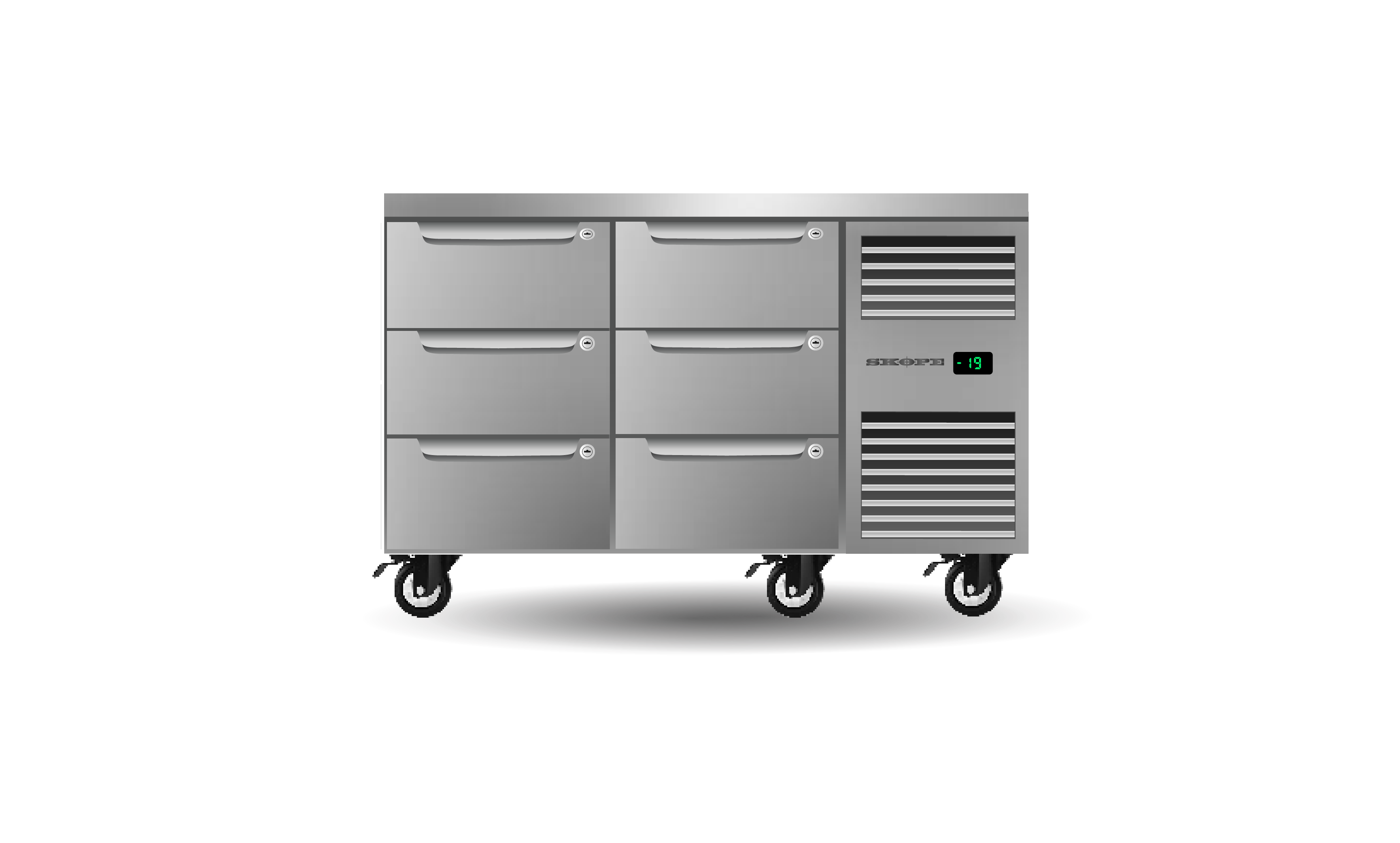 Skope PG11.UBF.2.D6.RH Six Drawer, Two Bay, Underbench GN1/1 Right Hand Freezer