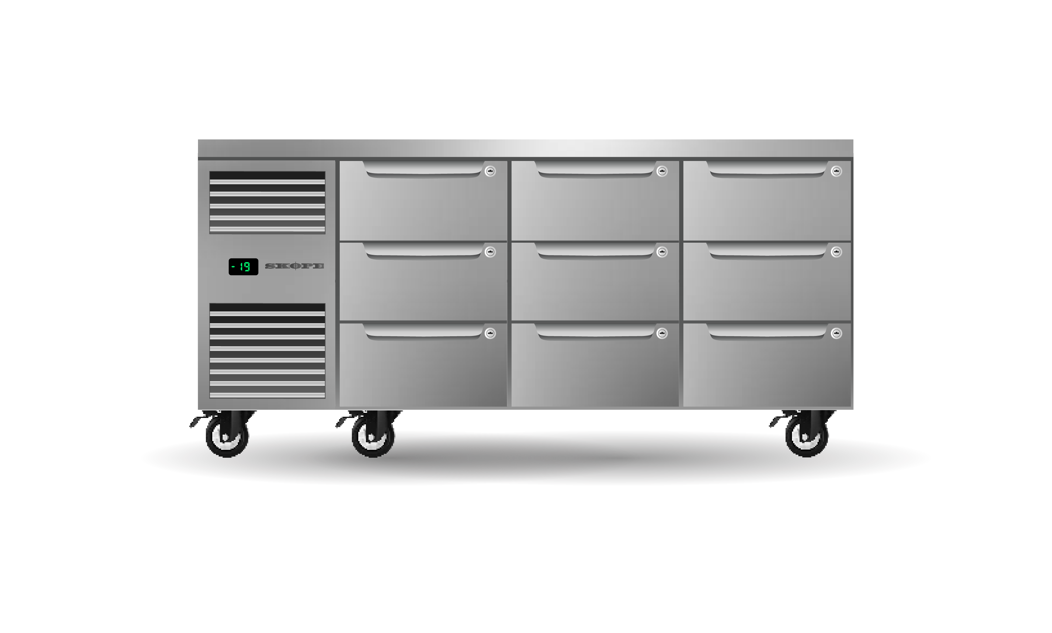 Skope PG11.UBF.3.D9 Nine Drawer, Three Bay, Underbench GN1/1 Freezer