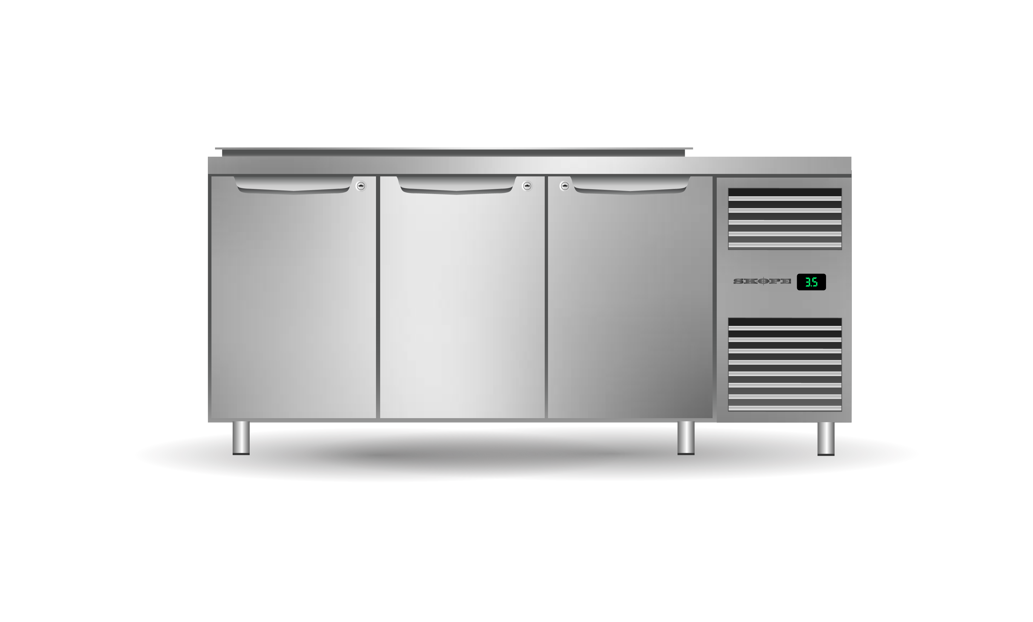 Skope PG13.PPS.DC.3.SD.RH Three Solid Door Salad Preparation Drop-in Collar GN1/3 Right Hand Fridge