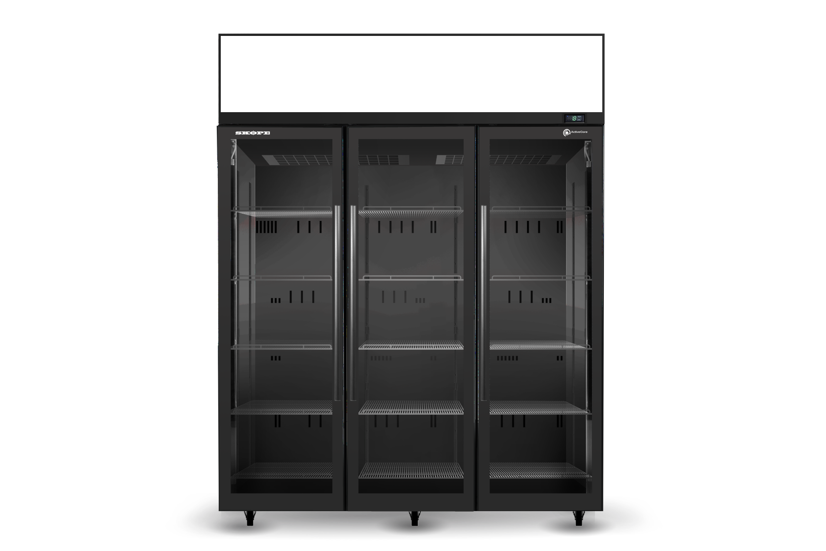 Skope SKT1500N-AC 3 Glass Door Display or Storage Fridge, Lit Sign